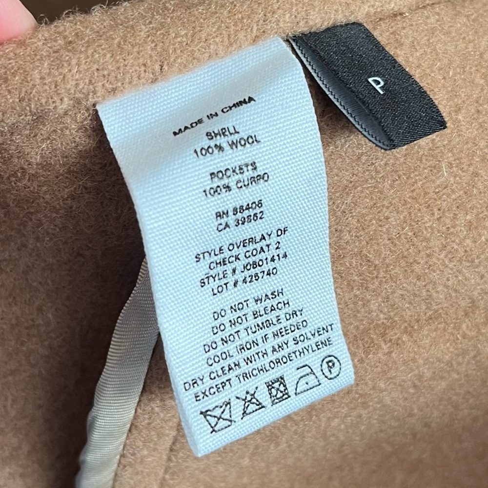 Theory Double-Faced Check Overlay Coat Camel Plaid Multi Check Wool Felt Open - Picture 12 of 14
